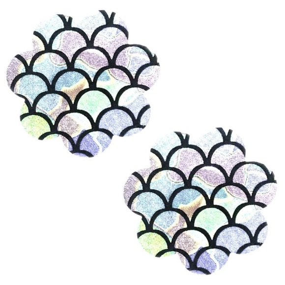 MoonFlowerBtq Accessories - Holographic Mermaid Scale Flower Breast Petal Pasties